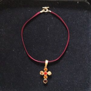 Vintage AGATHA Cross on Ribbon Necklace